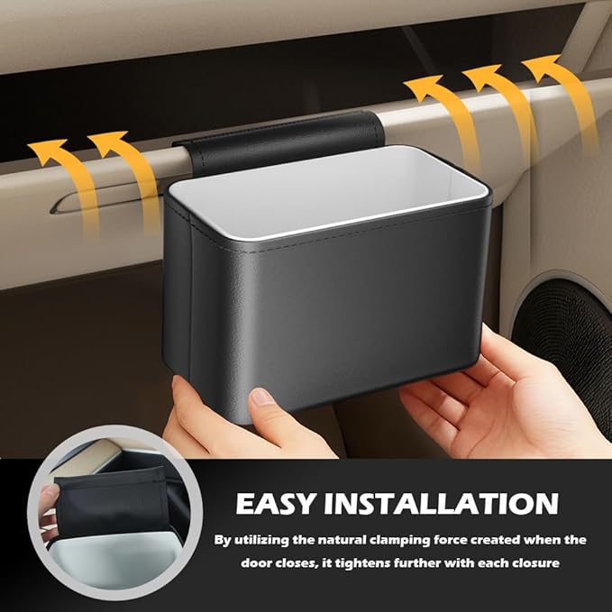 Removable Car Trash Can,Leak-Proof Cars Trash Bin with Rear Clamp Design for Car Storage Compartments,Large Capacity 2-in-1 Cars Garbage Can as Storage for Phones and Beverages