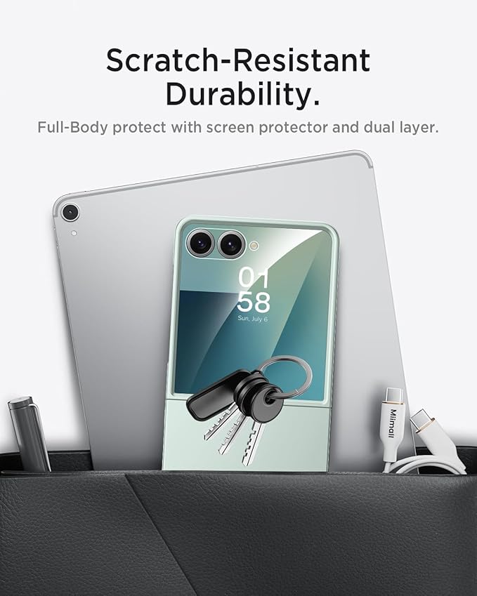 Miimall Slim for Samsung Galaxy Z Flip7 Case,Thinnest Shockproof Drop-Proof Anti-Scratches Nonslip Durable Full Body Rugged Grip Matte Cover,Galaxy Z Flip 7 Case with Screen Protector,Mint Green