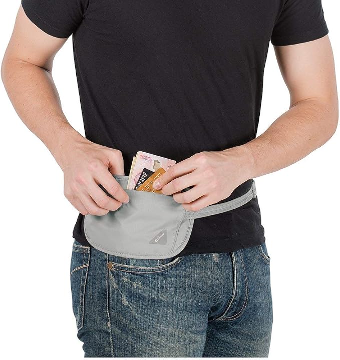 Pacsafe Coversafe X100 Anti-Theft RFID Blocking Waist Wallet, Neutral Grey