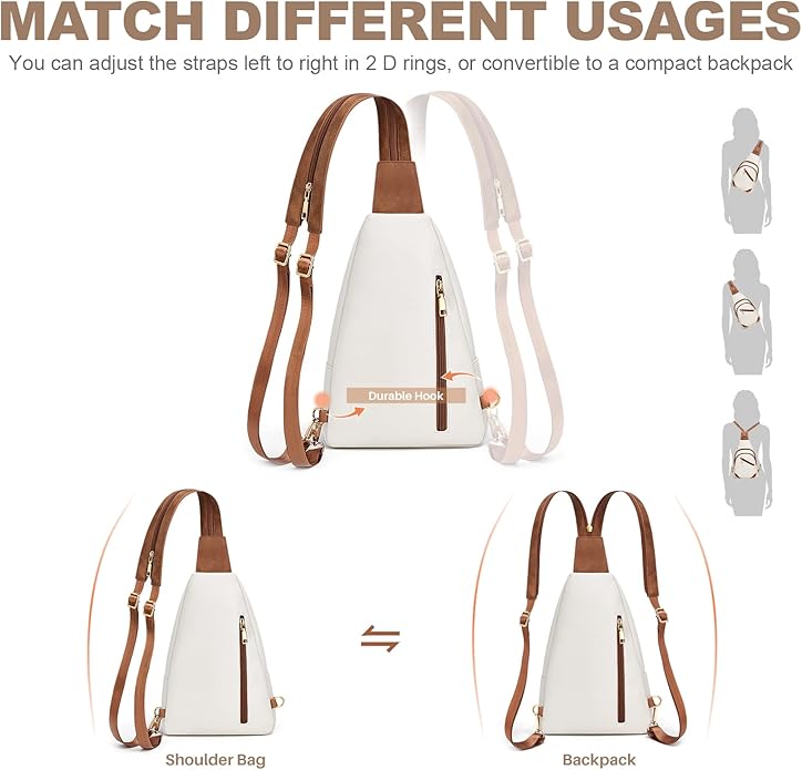 SYTRAH Anti Theft Sling Bag for Women, RFID Crossbody Purses Convertible Sling Backpack, Cross Body Purse Chest Bag