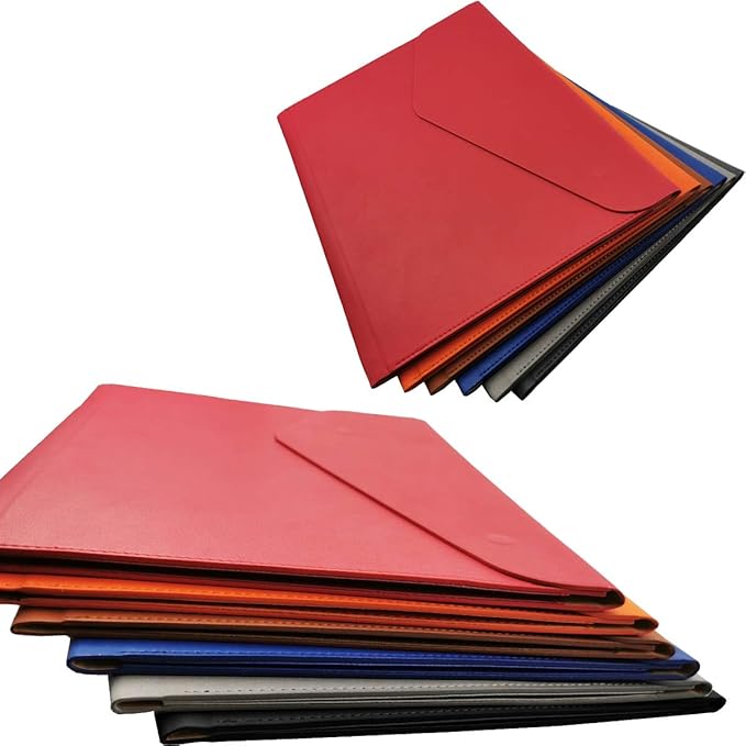 PU Leather A4 File Folder Document Holder Waterproof Portfolio Envelope Folder Case with Invisible Magnetic Closure Blue