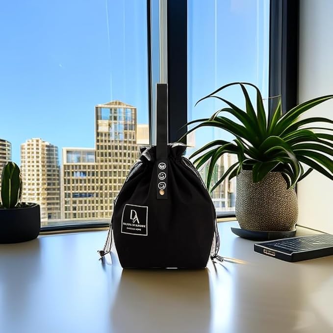 Reusable Lunch Bag,Drawstring Lunch Bag,Insulated Handbag Tote bag with Handle,Cute Lunch Bag,Lunch Sackand Drawstring Closure for Women Work Picnic or Travel (BLACK)