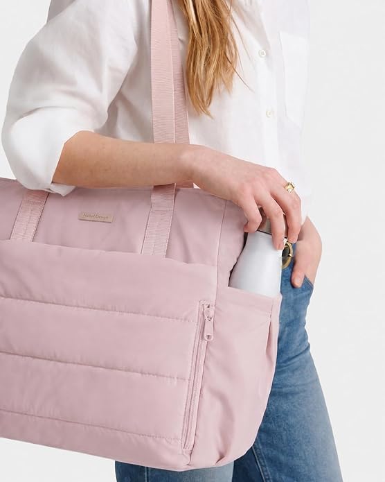 NISHEL Travel Puffy Tote Bag For Women, Ultra-Lightweight Large Tote Purse For Office Day And a Short Weekend Getaway