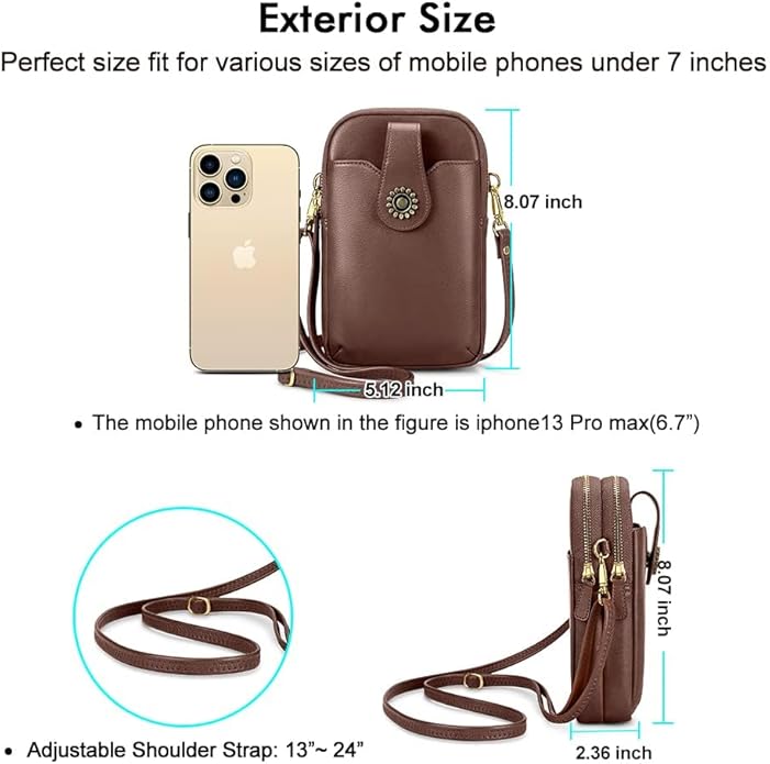 Peacocktion Small Crossbody Bags for Women, Leather RFID Cell Phone Purse, Trendy Travel Crossbody Purses with Zipper