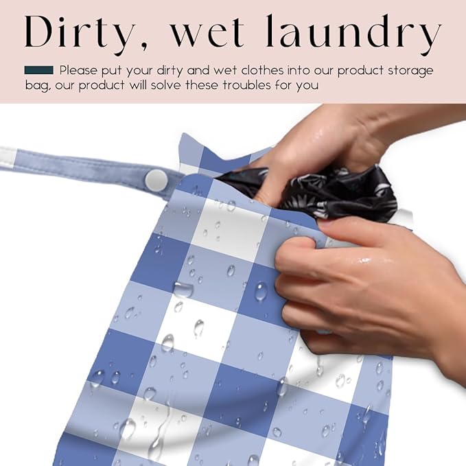Wet Bag, 4Pcs Wet Dry Bag Set, Reusable Waterproof Bags with Plaid Prints for Women, Ideal for Beach Vacations, Pool Days, Travel & Daily Essentials Storage