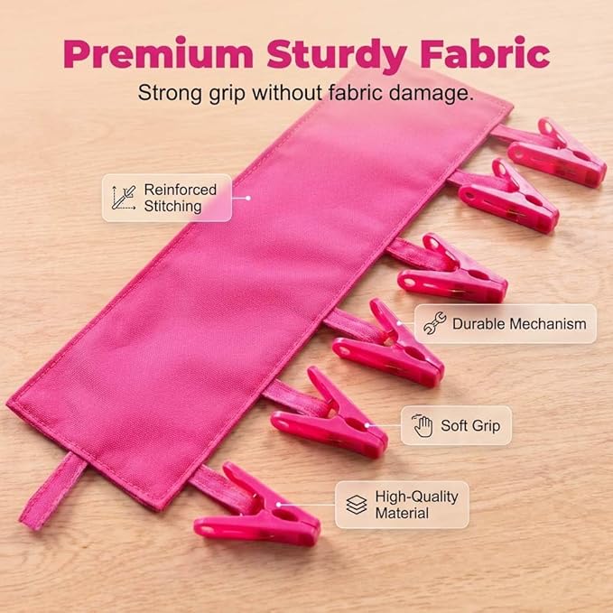 Foldable Travel Laundry Hanging Clip, 2026 New Lightweight Travel Hangers for Cruise and Hotel, Portable Folding Clothes Hanger with 6 Clips for Swimsuits Underwear Socks 3 Pack