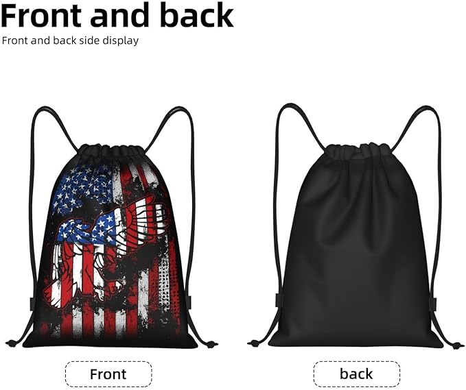 Eagle Outline Drawstring Backpack American Flag Gym Drawstring Bag Patriotic Gift for Independence Day Veterans Day Memorial Day, 4th of July Party Favor Goodies Storage Bags