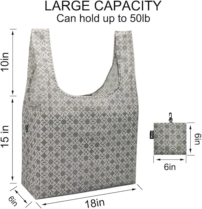 HOLYLUCK Reusable Grocery Bags,Heavy Duty Foldable Shopping Tote Bag (Extra Large, 3 Large Maze)