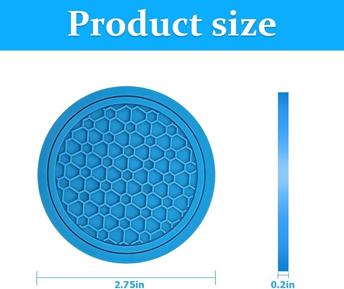 Mandark 2PCS Car Cup Holder Coasters, 2.75 Inch Non-Slip Insert Water Bottle Holder Pads, Dustproof Automotive Interior Accessories Mat, Universal for Vehicles, Trucks, RVs and More(Light Blue)