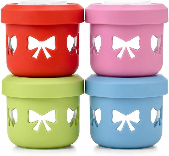 Snack Containers - 4.2 Oz Reusable Condiment Containers with Screw-on Leak Proof Lid | Perfect for Salad Dressing Sauce Dips Lunchbox Picnic Travel Bento Box | BPA-Free | Dishwasher Safe