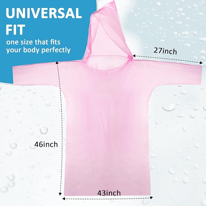Foaincore 100 Packs Disposable Rain Ponchos Adults Emergency Waterproof Rain Coat with Hood Disposable Ponchos Raincoat for Camping, Hiking, Sport or Outdoors