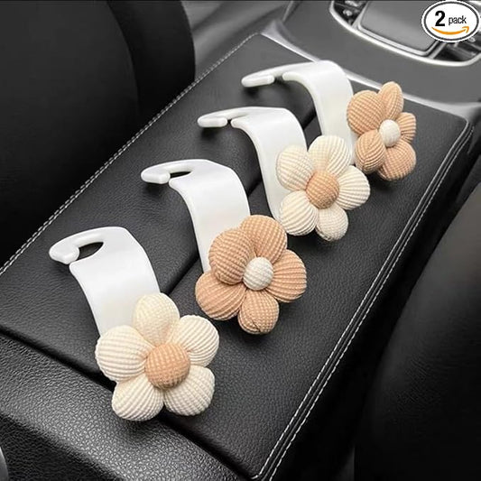 2 Pack Car Purse Hooks, Cute Bow Car Seat Headrest Hook Hanger for Purses and Bags, Space-Saving Car Accessory(Darkbrown)