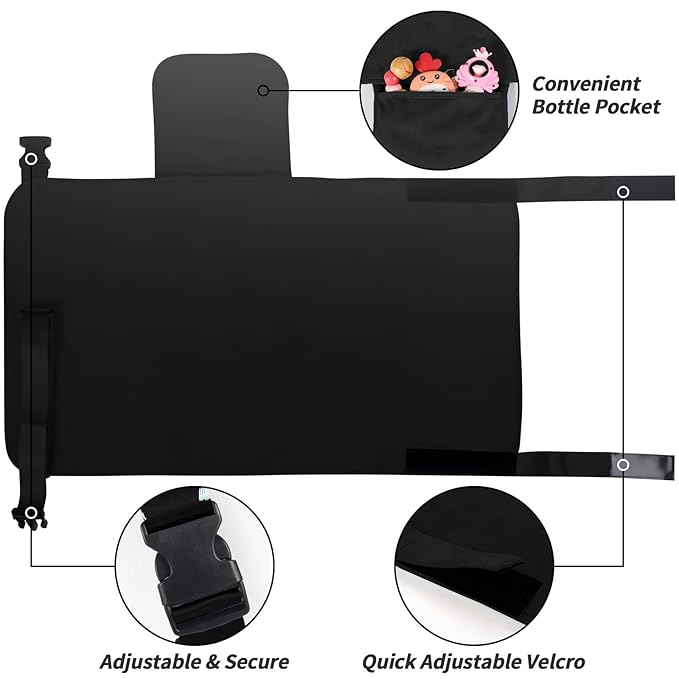 Toddler Airplane Bed, Portable Kids Airplane Seat Extender, Airplane Travel Essentials for Toddlers, Comfortable Footrest for Kids, Must-Have Toddler Travel Bed for Flights (Black)