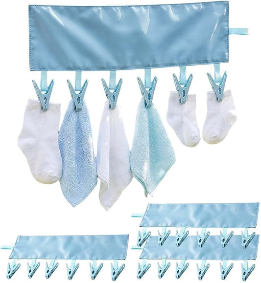 Foldable Travel Laundry Hanging Clip, 2026 New Lightweight Travel Hangers for Cruise and Hotel, Portable Folding Clothes Hanger with 6 Clips for Swimsuits Underwear Socks 3 Pack