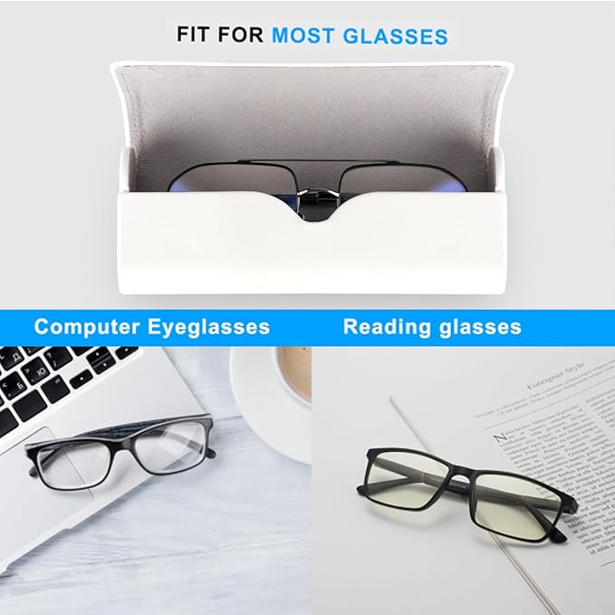 RayLove Hard Shell Glasses Case, Lightweight Leather Eyeglass Case, Travel-Friendly Sunglasses Protector for Men & Women