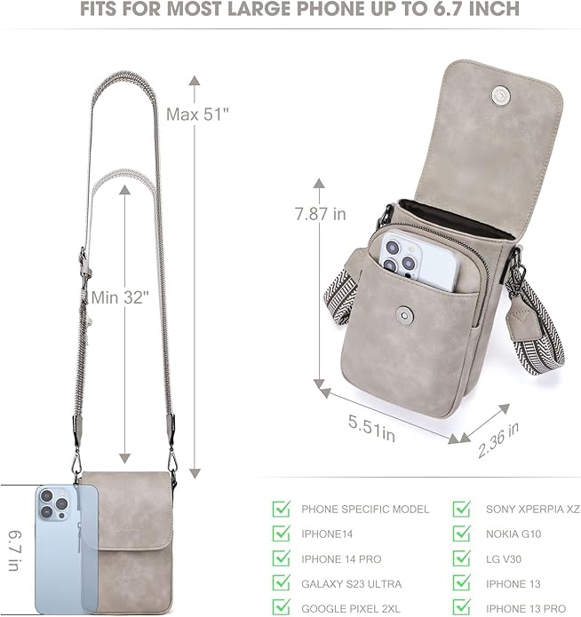 POIUGOYA Crossbody Bags for Women,Small Crossbody Purse with Triple Compartments,Cell Phone Wallet with Card Slots for Travel | Small