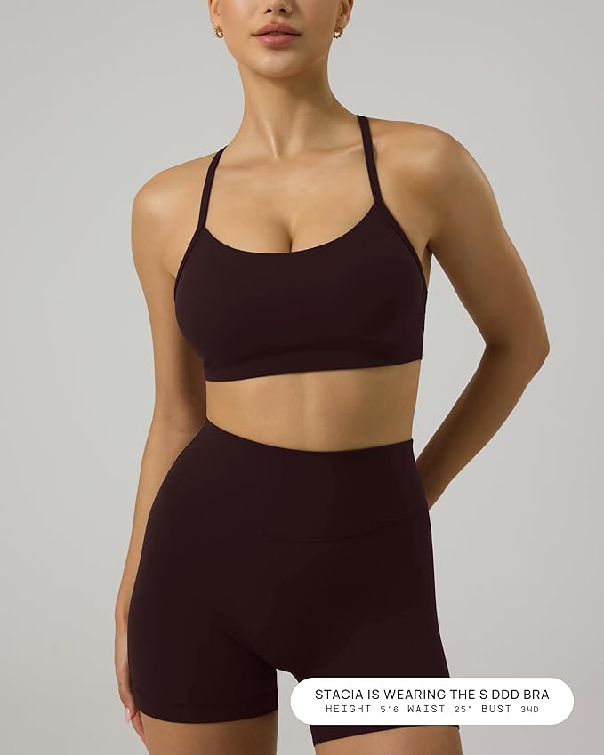 PAVOI ACTIVE Yoga Racerback Bras for Women - Buttery Soft Low Support Scoop Neck Y-Back Thin Strap Sports Bra - FlexFlow