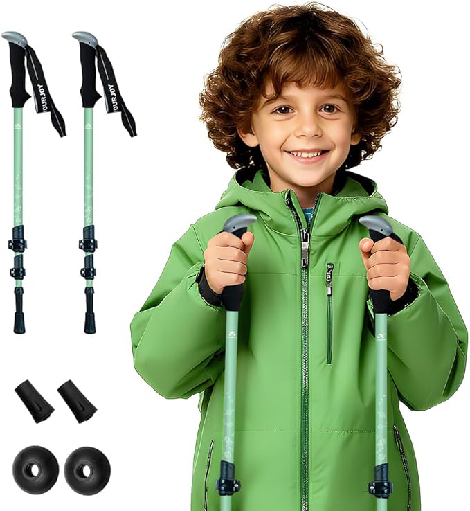 Hiking Trekking Poles for Kids, 2 Pack Anti Shock, Adjustable, Collapsible Hiking Poles for Trekking or Walking, Lightweight Aluminum Sticks
