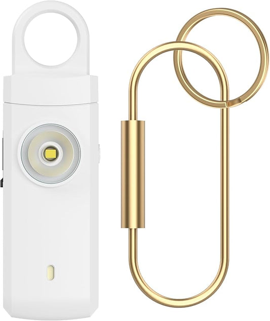 Rechargeable Personal Alarm for Women - Christmas Birthday Gifts for Women, Daughter, College Student, Teen Girl, Elders, Kids, Siren Alarm, Safety Keychain, USB Charging, White