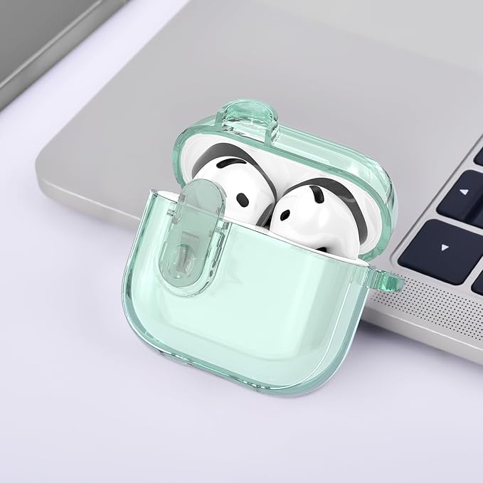(with Safety Lock) Clear Case Compatible with Cute Apple Airpods 4 Cases 2024 Women, VISOOM Soft TPU Transparency Air pods 4 Gen Case iPods 4 Earbuds Case Girl Bling Keychain for Airpod iPod 4th Gen