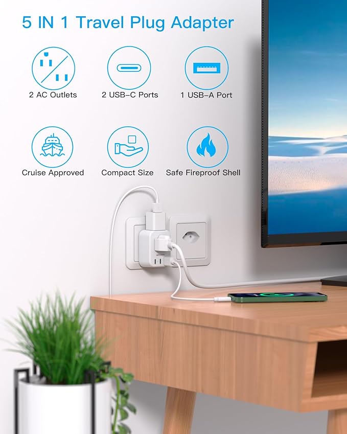 Switzerland Travel Plug Adapter, HANYCONY Type J Power Adapter with 2 Outlets 2 USB C Ports, Swiss Plug Adapter for Amercian US to Switzerland, Liechtenstein, Rwanda, 2 Pack
