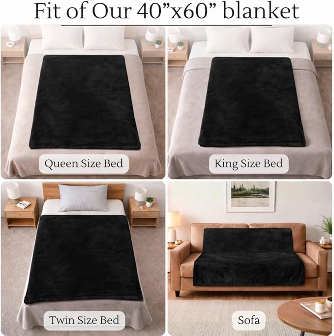 Waterproof Blanket for Bed Intimacy (40" x 60" Small), Reversible Fleece | Sherpa Throw, Water Proof Blanket TPU Stain Proof Couch Furniture Cover Large Dog Bed Winter Protector - Black