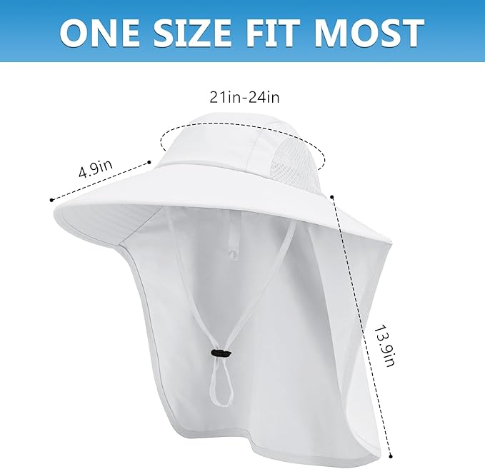 Sun Hat for Men Women with Neck Flap,UPF 50+ UV Protective Hiking Fishing Hats,Wide Brim Sun Hat for Women&Men