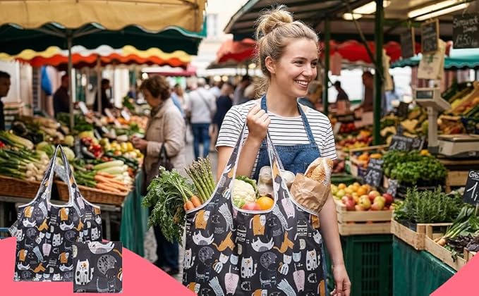2 Pcs Foldable Shopping Bag Reusable Grocery Bags Extra Large Foldable Shopping Bag Washable Polyester Bags in Pocket