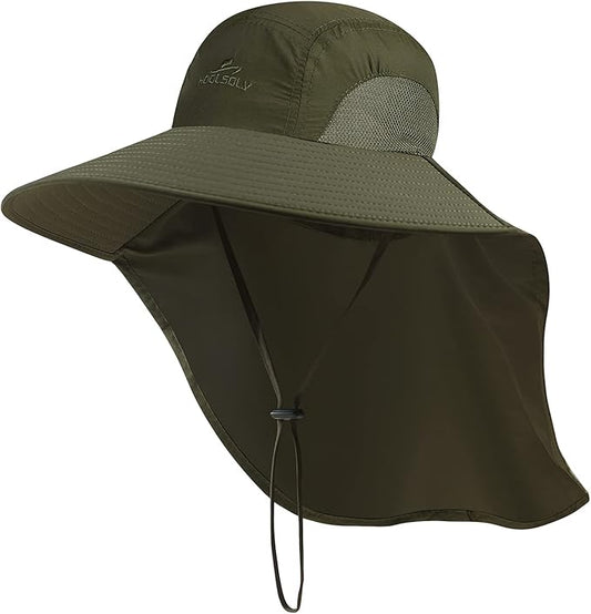 Outdoor Sun Hat for Men with 50+ UPF Protection Safari Cap Wide Brim Fishing Hat with Neck Flap, for Dad…