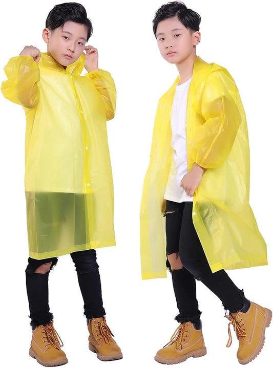 Kids Rain Jacket, 2 Pack Rain Ponchos for Kids - Reusable Raincoats for Boys and Girls Waterproof Outdoor Rain Gear