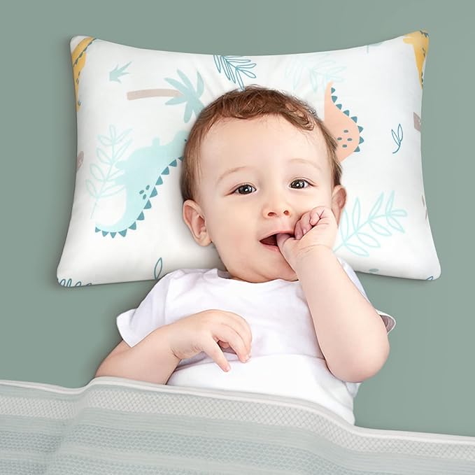 Zenssia Organic Cotton Toddler Pillowcases Pack of 2, 13x18 Inches Travel Pillowcase with Envelope Closure, Soft & Breathable Baby Pillow Case Cover, Dinosaur