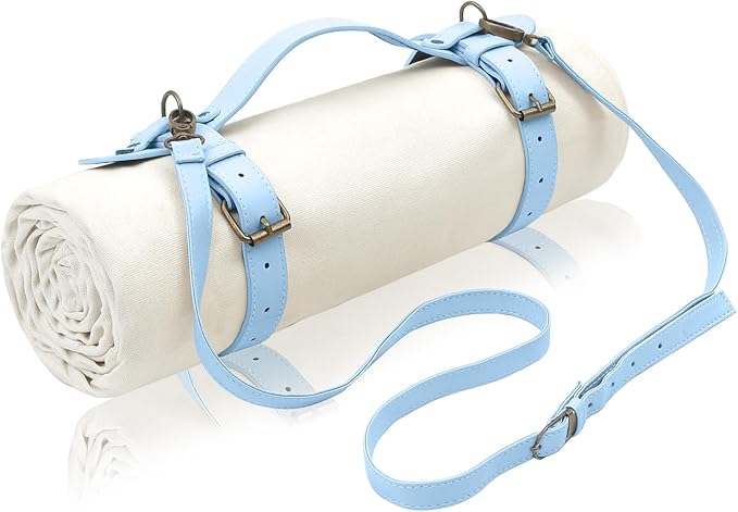 White Picnic Blanket & Beach Mat – Canvas, Machine Washable, Large 4’9” × 6’3”