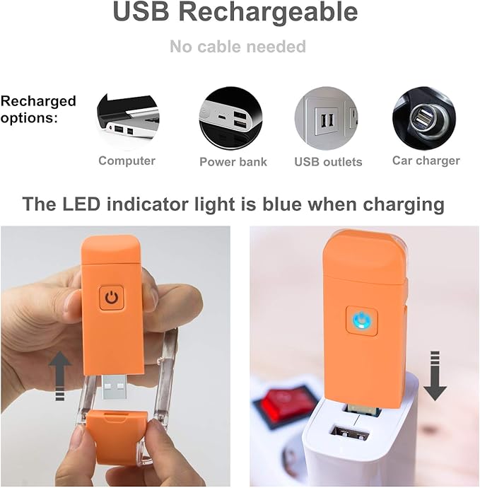 HONWELL Rechargeable Book Light, Clip On LED Reading Lights for Kids Reading in Bed, 3 Brightness Levels Dimmable Bookmark Light for Eye-Protection, Portable Reading Lamp for Bookworms, Travel(Orange)