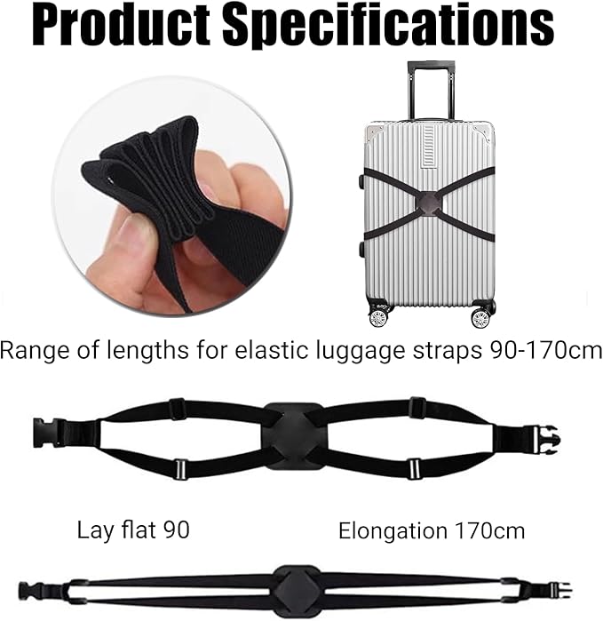 Luggage Straps, Elastic Travel Straps for Securing Luggage, Suitcase & Bag Organizer, Adjustable Hold-Down Straps for Travel Accessories, Carry-On, Checked Bags, Ideal for Travelers (4PCS)