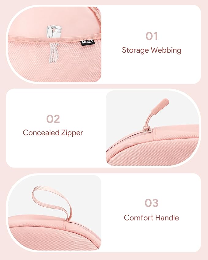 Headphone Case Soft for JBL Tune 510BT/520BT/500BT/720BT/Sony WH-CH520/510/720/710/BERIBES/TOZO/JLab, Ultra-Thin Headphones Case Bag Travel Carrying Universal (Pink)