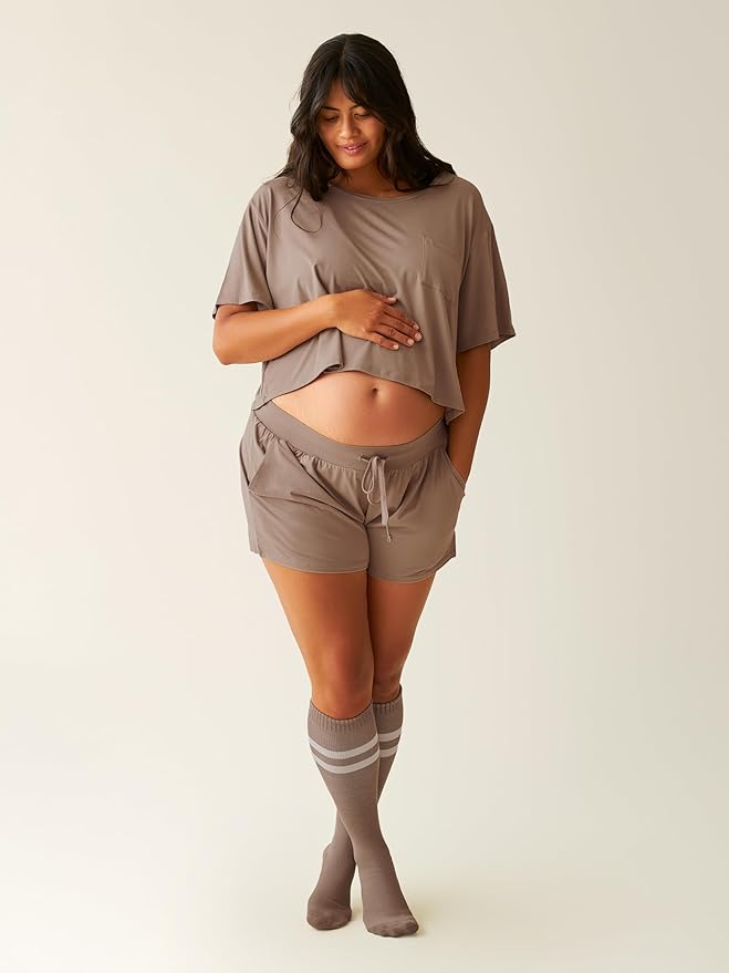 Kindred Bravely Compression Socks 2-Pack | Graduated Compression Socks for Circulation Pregnancy Travel (Taupe & Redwood, Small)