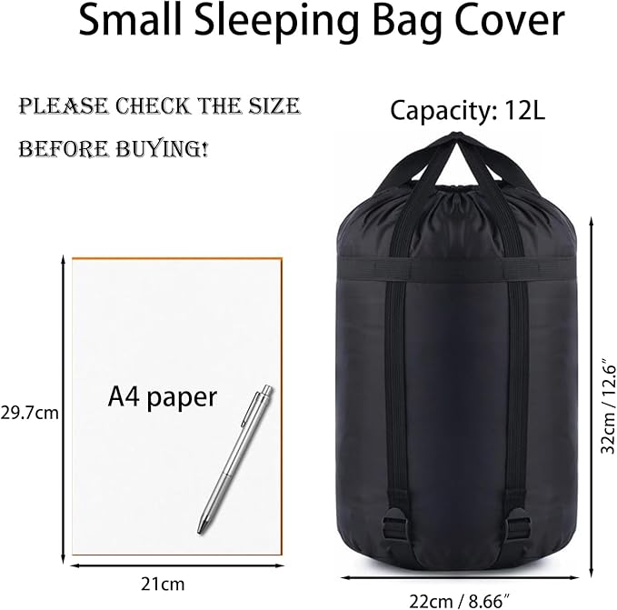 Compression Stuff Sack, 12L/24L/45L Sleeping Bag Cover Sack Sleeping Bags Storage Stuff Sack Organizer - Great Sleeping Bags Clothes Camping Hiking Backpacking