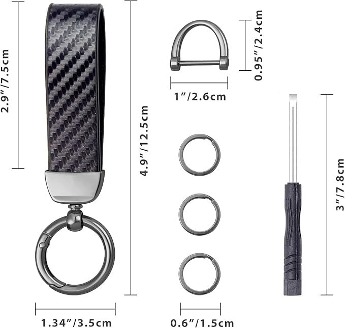 OHKYOOT Leather Car Keychain,Carabiner Clip Key Fob Keychain for Home Car Keys Women Men