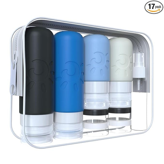 Zafit 18 Pack travel Bottles for Toiletries, TSA Approved Silicone Travel Containers Leak Proof Refillable Travel Accessories for Shampoo Conditioner Lotion Body Wash(Multicolored J)