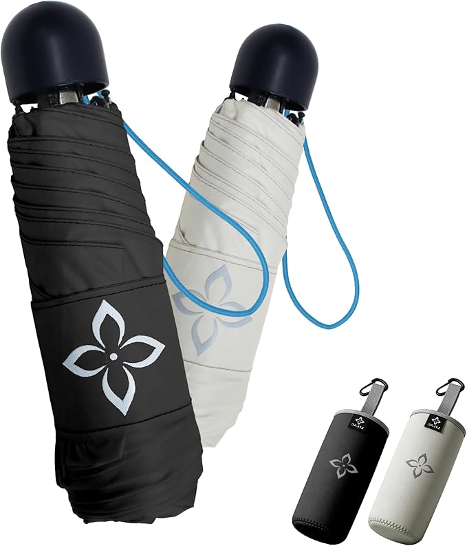 Mini Travel Umbrella for Rain - 43" Large Coverage Small Compact Umbrella, Reinforced Strong Frame, Lightweight Portable Parasol with UPF 100+ UV Protection, Gifts for Adults, Seniors & Students