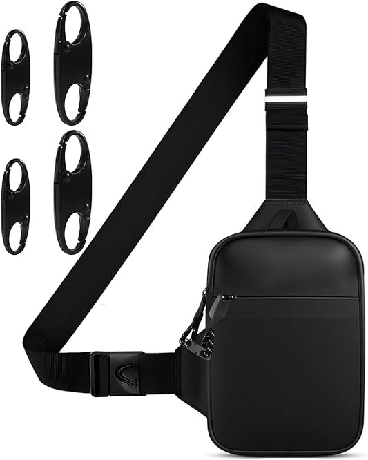 Peicees Mini Anti Theft Crossbody Sling Bag Small Chest Bag Dual Pocket Water Resistant Fanny Pack Running Phone Holder