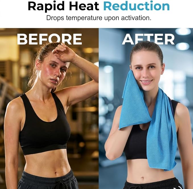Cooling Towels for Neck and Face, 4 Pack 35.4"x11.8" Microfiber Ice Towel, Soft Sweat-Absorbing Breathable Chilly Towel for Sports, Gym, Running, Yoga, Camping (4, H)