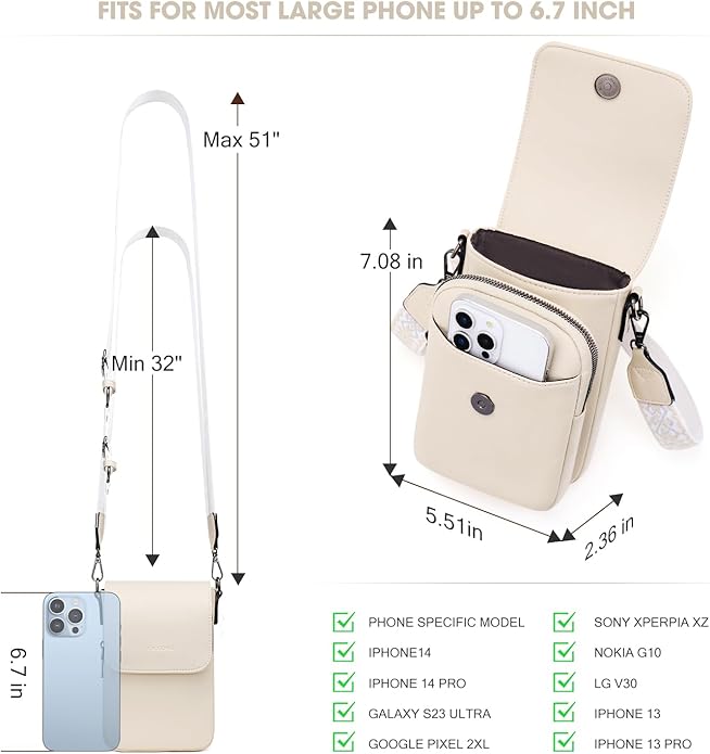 POIUGOYA Crossbody Bags for Women,Small Crossbody Purse with Triple Compartments,Cell Phone Wallet with Card Slots for Travel | Small