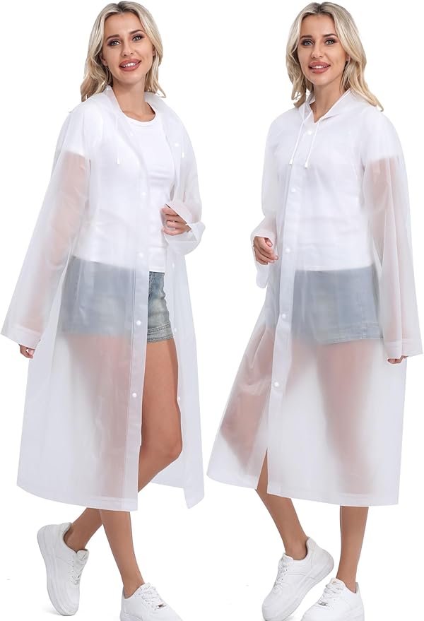 2PCS Rain Ponchos for Adults Reusable Rain Coats for Adults Rain Jackets Raincoats for Men Women