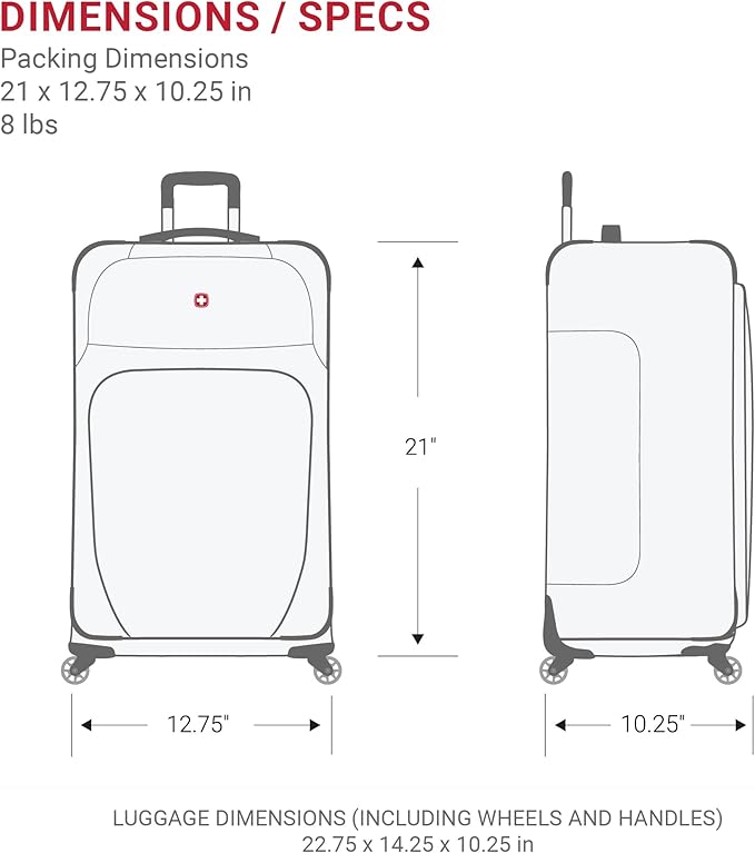 SWISSGEAR Sion Softside Expandable Spinner Luggage Durable Lightweight Travel Suitcase, Blue, Carry-On