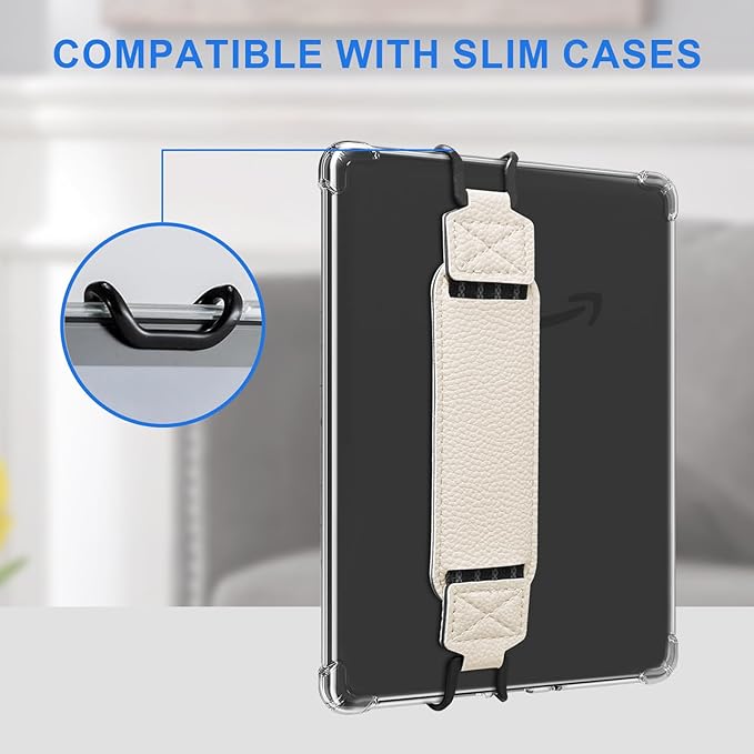 HoYiXi Universal Soft Hand Strap for 6-7 Inch eReader Tablet Compatible with Kobo/Pocketbook/Tolino/Paperwhite/Nook eReader,for 6", 6.8", 7" eReader,High Elasticity Hand Strap for Tablet,White