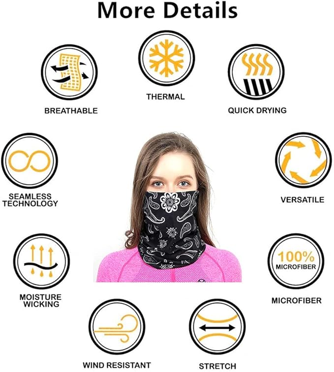 VANCROWN Headband Neck Gaiter Head Wrap Headwear Face Mask Magic Scarf Bandana for Men and Women
