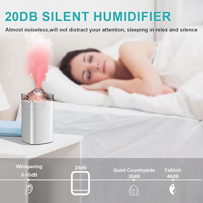 Portable Small Humidifier, 400ml Cool Mist Humidifiers for Bedroom, USB Powered Desktop Humidifier with Light for Car, Office, Travel, Plants, Auto Shut-Off, 2 Mist Modes, Super Quiet, White