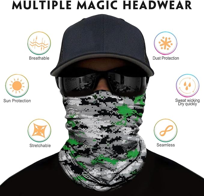 Neck Gaiter for Men Women Headwear Bandana Head Wrap Face Scarf Mask Cover Warmer Balaclava-Seamless & Versatile