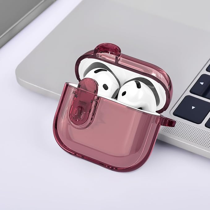 (with Safety Lock) Clear Case Compatible with Cute Apple Airpods 4 Cases 2024 Women, VISOOM Soft TPU Transparency Air pods 4 Gen Case iPods 4 Earbuds Case Girl Bling Keychain for Airpod iPod 4th Gen